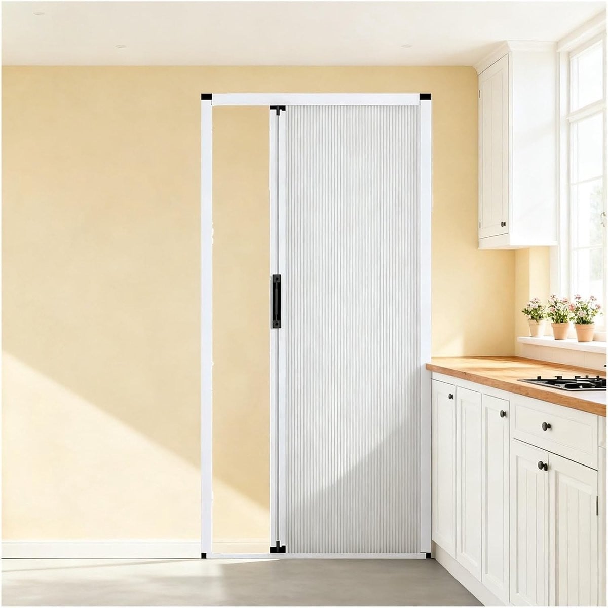 Witte intrekbare vouwdeur harmonica deur voor ruimtebesparing, Hoogte: 200 cm