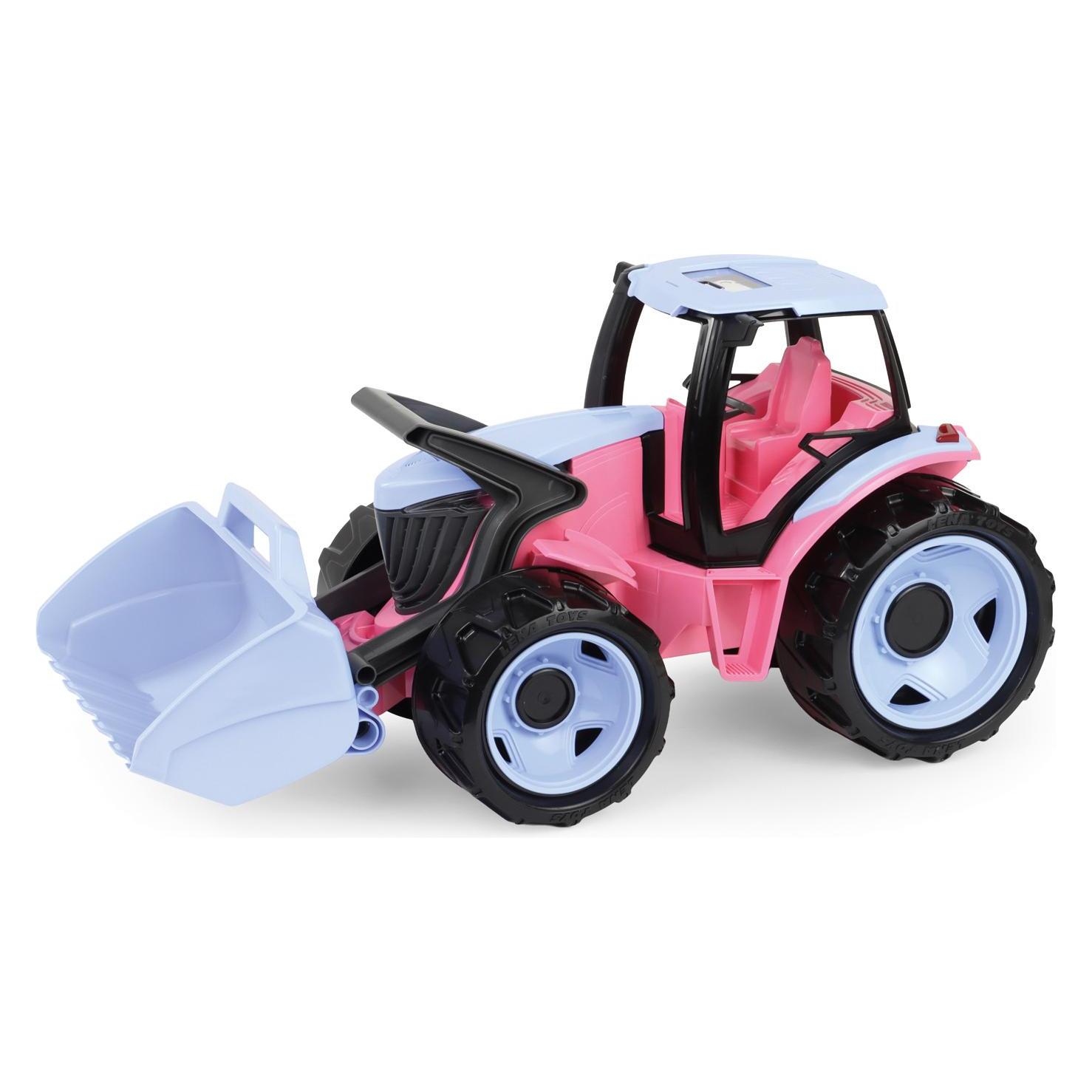 Lena GIGA TRUCKS Traktor mit Frontlader, rosa, Schaukarton (02050)