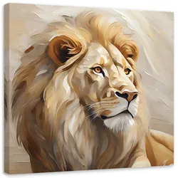 LEINWANDBILD Löwe beige handgemalt 60x60cm