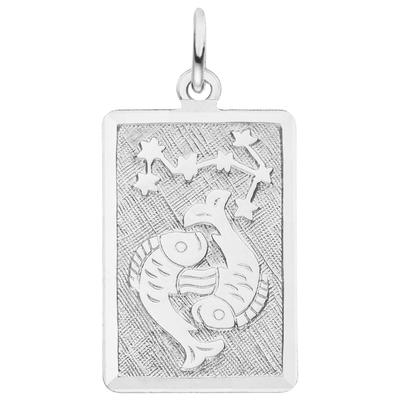 Sternzeichenanhänger JOBO "Sternzeichen eckig mit Sternbild 20 mm", silber (silber 925), Schmuckanhänger, Damen, Fische, Silber 925 (Sterlingsilber), 925 Silber rhodiniert