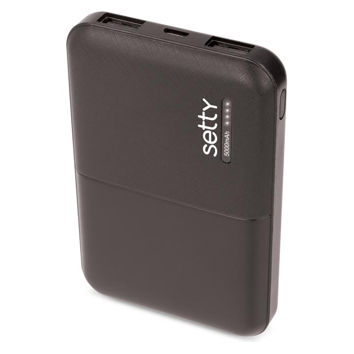 Setty 5000mAh Powerbank mit 2x 1A USB Anschlüssen (5000 mAh) (TFPW0002)