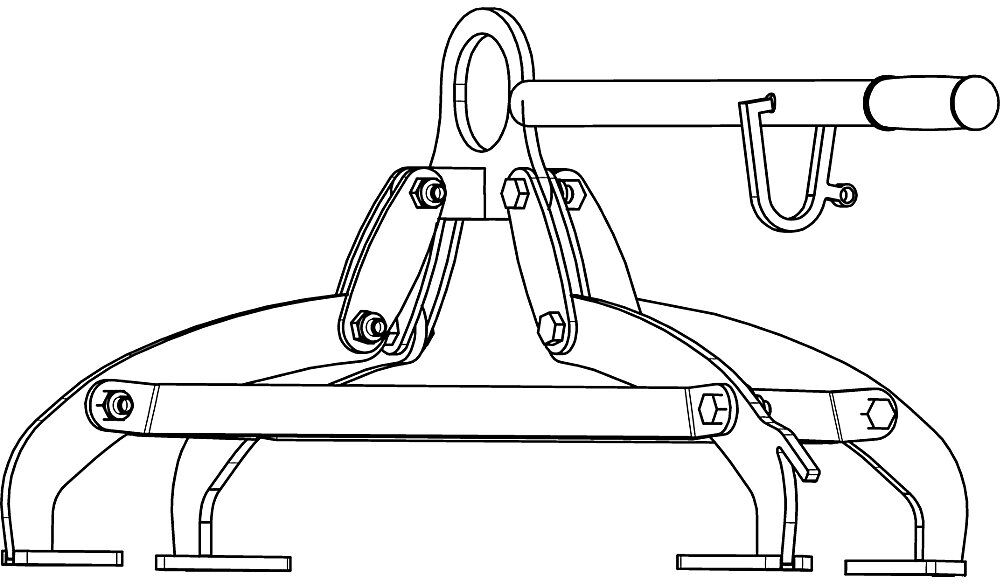 Fassgreifer mit 4-Punkt-Spannsystem, für 200-l-Stahl-Spund- und Deckelfässer, 220-l-Kunststoff-L-Ringfässer, orange eurokraft pro