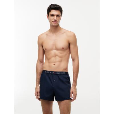 Boxershorts, Herren, Gr. L (52), Webqualität, blau (navy blazer), Webqualität, Obermaterial: 100% Baumwolle, TOMMY HILFIGER UNDERWEAR, bequem, Unterhosen, elastischer Bund