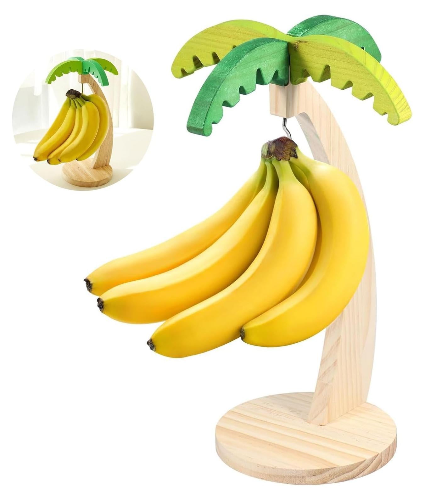 Merkloze Houten Bananenhouder met Stand voor Versheid in de Keuken