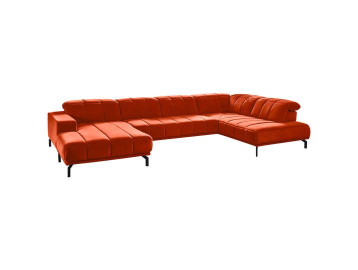 Beldomo Style Wohnlandschaft, Orange, Metall, 5-Sitzer, U-Form, 383x219 cm, Goldenes M, Typenauswahl, Fußauswahl, Stoffauswahl, seitenverkehrt erhältlich, Hocker erhältlich, Wohnzimmer, Sofas & Couches, Wohnlandschaften, Wohnlandschaft U-Form