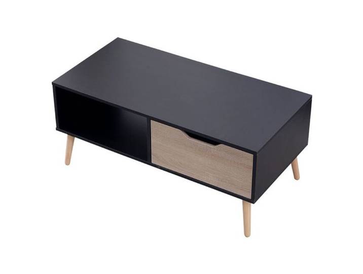 Table basse avec tiroir style scandinave noire FREJA