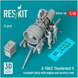 ResKit A-10A/C Thunderbolt II transport dolly with engine and service crew (4 pcs) (3D Printed)