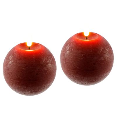 LED-Kerze I.GE.A. "LED Echtwachskerze 2er Set", rot, B:11cm H:11cm, Wachs, Kerzen, LED-Kerze, Mit Timer Flackernd Stumpenkerze Adventskerzen Adventskranz