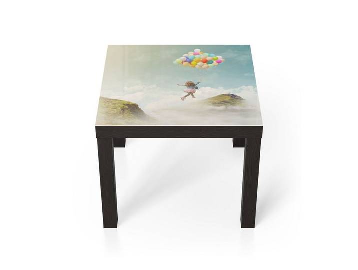 DEQORI Couchtisch 'Mädchen an Luftballons', Glas Beistelltisch Glastisch modern