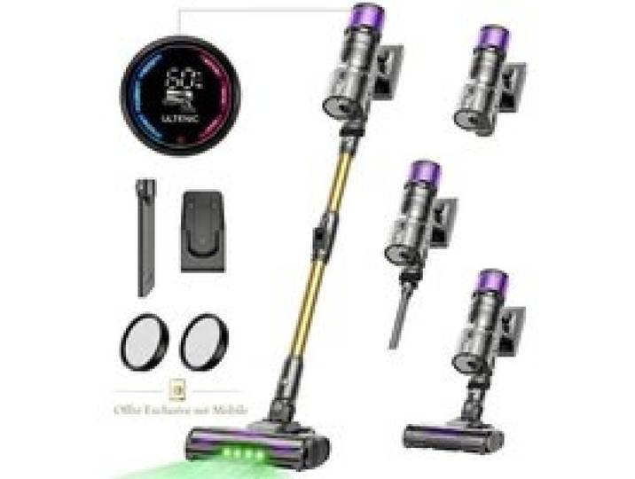 Ultenic Aspirateur Balai sans Fil U20 Puissant pour Poils Animaux Tube Pliable 65cm 60min Autonomie Sol Dur/Voiture/Moquette