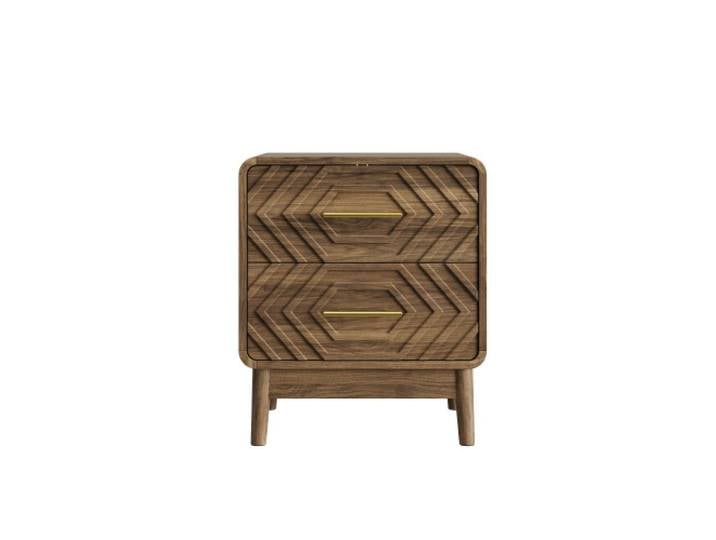 Aiorber Nachtkommode Aiorber-Nachttisch 48cm mit 2 Schubladen, geometrischer Front
