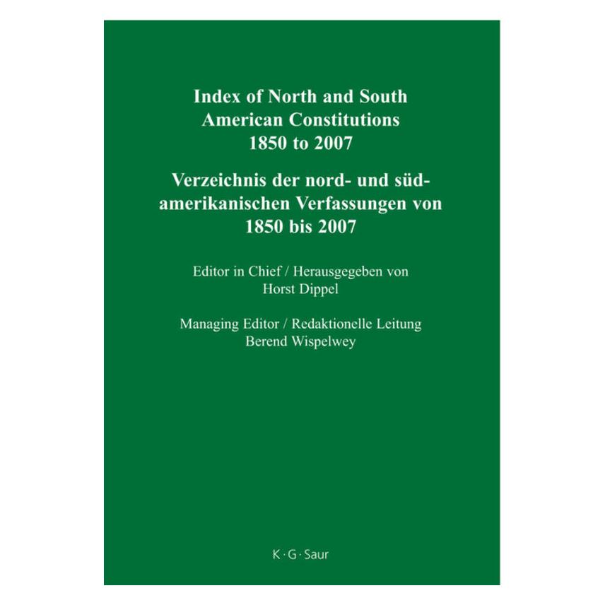 De Gruyter Index of North and South American Const (Englisch, Hardcover, Berend Wispelwey, Horst Dippel) (66440468)