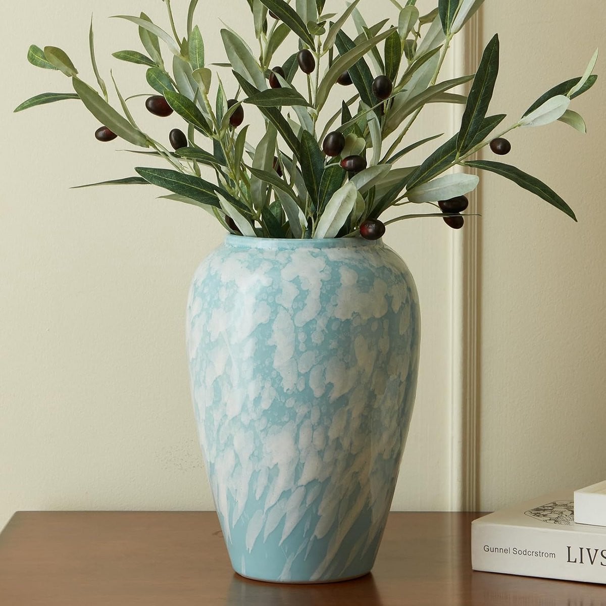 Grote Blauwe Keramische Vaas - Decoratieve Woondecoratie voor Woonkamer en Tafel