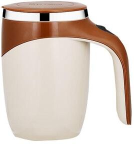 United Self Stirring Coffee Mug Stainless Steel Automatic Coffee Mixing Cup brown