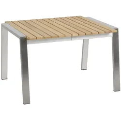 Gartenbeistelltisch Naos 60x60 cm aus Teakholz und Edelstahl, modern, natur, quadratisch, für Outdoor