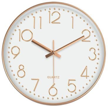 Inspire Select Minimalist Silent Quartz Wall Clock Modern Square Digital Style Clock For Home & Office white Golden 10 In