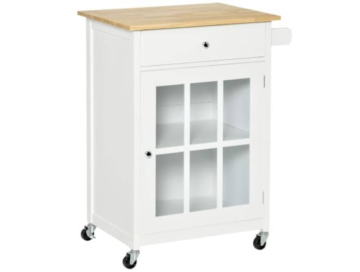 Helloshop26 21_0001012 Küchenwagen mit Rollen, 67 x 48 x 86,5 cm, modulare Aufbewahrung, skandinavische Bremsen, matt, aus MDF, Weiß