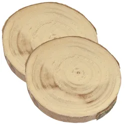 2er-Set Holzscheiben Untersetzer - Baumstamm Dekoration mit Naturrand - Unikat, schützt vor Kratzern & Flecken - Braun, 20x20x2.5cm