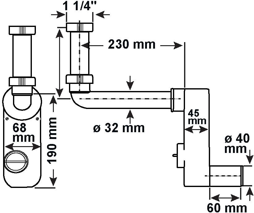 Siphon CORNAT "Aufputz-Geruchsverschluss", weiß, Kunststoff, Siphons, Siphon, Made in Germany