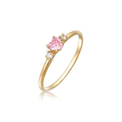 Silberring ELLI "Ring Herz Zirkonia Liebe Verlobung 925 Silber" Gr. 52, pink, Fingerringe, Damen, 52, Silber 925 (Sterlingsilber), Silberring