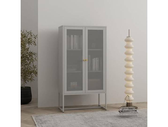 [en.casa] Aktenschrank Sund Metallschrank mit 2 Türen Büroschrank 150 x 80 x 40 cm Mehrzweckschrank Stahl Grau