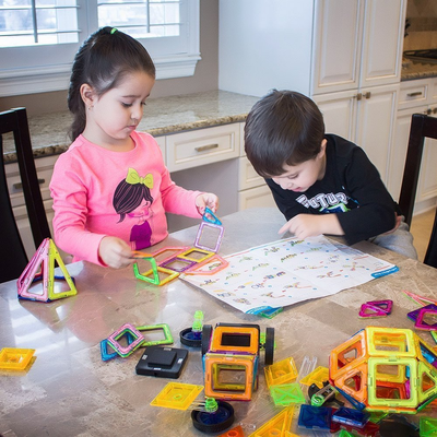 Playful Picks Magnetic Building Blocks For Kids 111 Piece STEM Toy Set Magnetic Building Blocks For Kids 111 Piece STEM Toy Set
