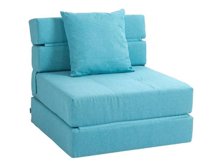 Chauffeuse canapé-lit HOMCOM convertible fauteuil 1 place avec 1 coussin déhoussable tissu bleu