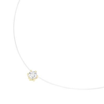 Collier SMART JEWEL "schwebender Stein, Zirkonia, Silber 925", gold, Halsketten, Damen, 45cm, Silber 925 (Sterlingsilber), Collier