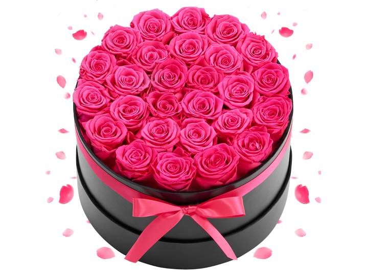 Vevor Rose Eternelle 27 Fleurs Eternelles Preservees Boite Ronde Bouquet Roses Eternelles Cadeau Pour Elle\, Femme\, Epouse\, Maman\, Mamie\, Amie\, Anniversaire\, Saint-valentin\, Noël\, Couleur Rouge Rose