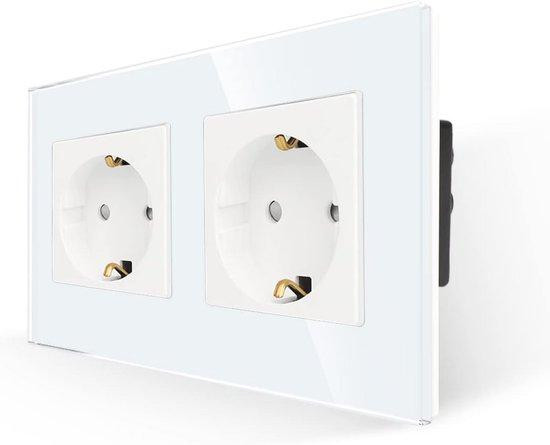 Dubbele Schuko stopcontacten 16A met glazen afwerking voor inbouw 250V