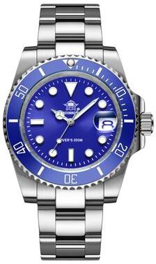 Uplifted Trends Stainless Steel Waterproof Sports Watch For Men Business & Leisure Quartz Watch blue Steel