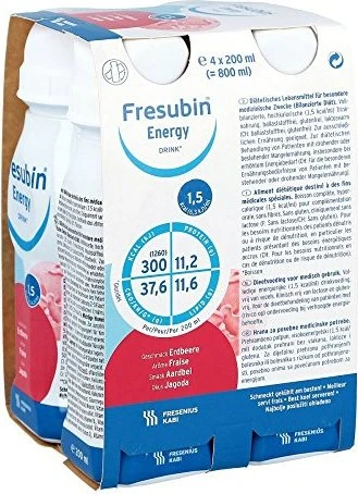 Fresubin Energy Drink Erdbeere Trinkflasche 4x200 ml Lösung