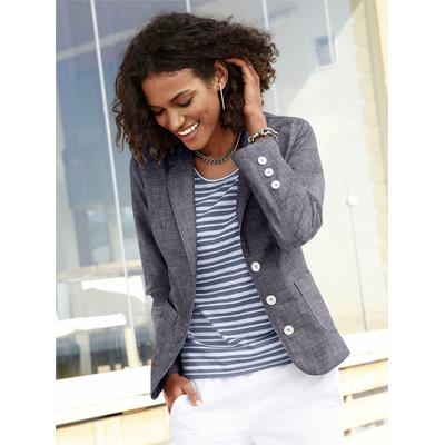 Jackenblazer INSPIRATIONEN "Blazer", Damen, Gr. 48, blau (marine), 100% Baumwolle, Blazer