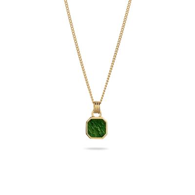 Kette mit Anhänger KUZZOI "Halskette Anhänger Emaille Grün 925 Sterling Silber" Gr. 50, gold, Halsketten, Herren, Silber 925 (Sterlingsilber)