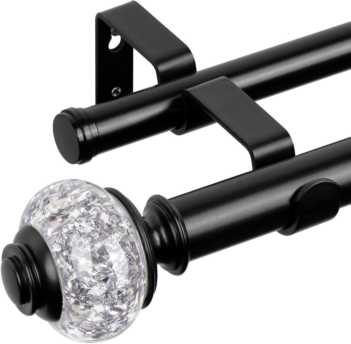 Dubbele Gordijnroede Set Zwart - Telescopisch Verstelbaar - 168-305 cm