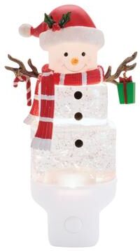 "Snowman with Present Snow Globe Night Light 7""H by Melrose in White Red Green (Size ONE SIZE)"