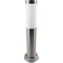 Außenlampe silber Sockelleuchte Garten Stehlampe modern, Wegeleuchte wetterfest Terrassenlampe, Edelstahl matt, 1x E27 Fassung, DxH 7,6x45 cm