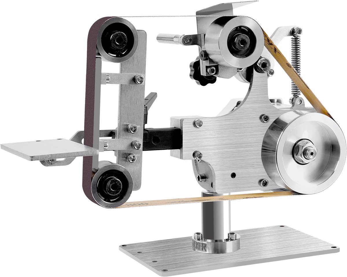 Borstelloze Mini Bandschuurmachine 550W - Zilver - Verticaal en Horizontaal Gebruik