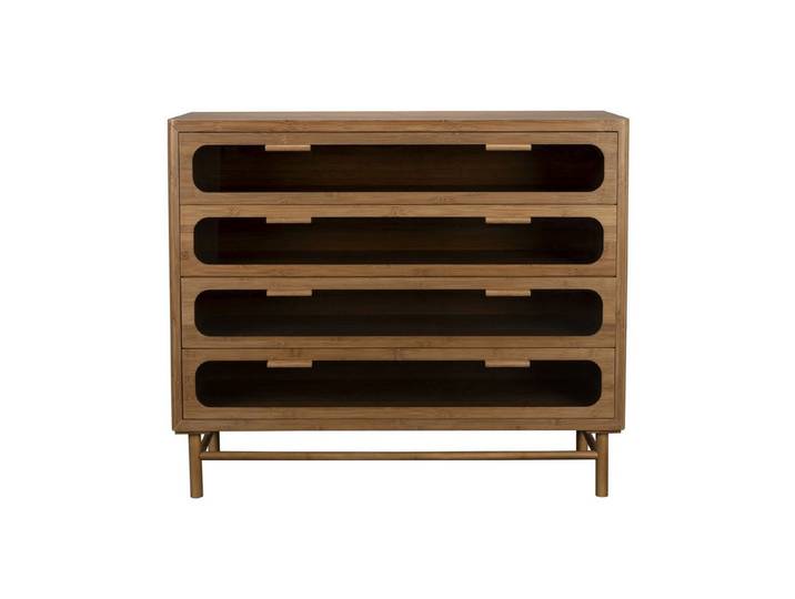 Dutchbone Stauraumschrank Retro Kommode Sideboard Caroun Bambus Rauchglas