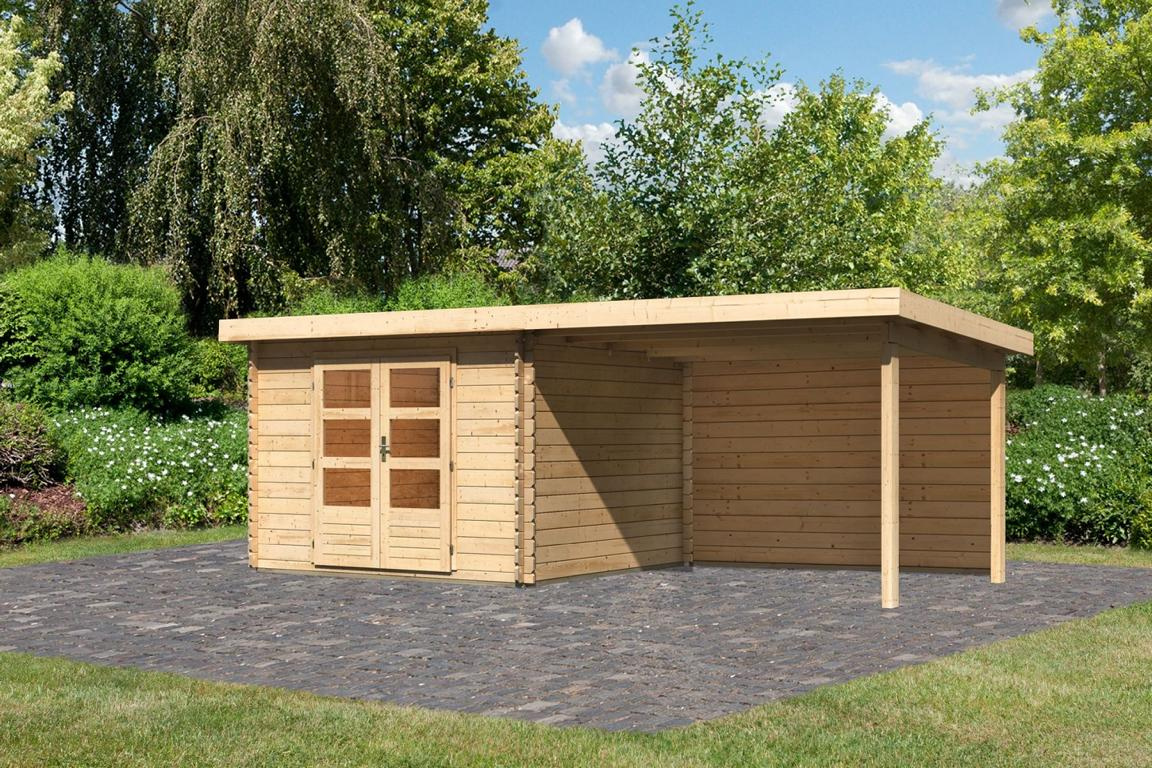 KARIBUHOLZT Schwachhausen 5 Set m.Anbaud. u.RW,naturbel.,2,80x2,80x2,22m 16905078