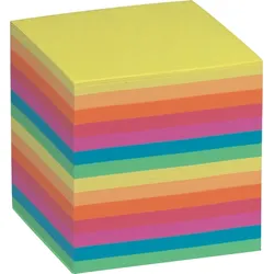 folia Zettelbox Ersatzeinlagen 90x90x90mm farbig sortiert Packung mit 12 Stück