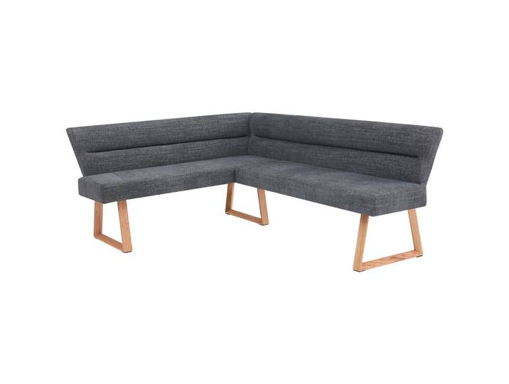 Livetastic Eckbank, Eiche, Dunkelgrau, Holz, Metall, Eiche, massiv, 5-Sitzer, seitenverkehrt montierbar, L-Form, 162-204x82x61 cm, seitenverkehrt erhältlich, Esszimmer, Bänke, Eckbänke