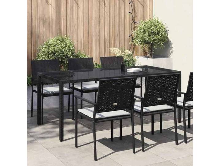 Soldes printemps  Table terrasse - Noir - Table de jardin - 1 PC - Noir 190x90x75 cm polyrotin T226
