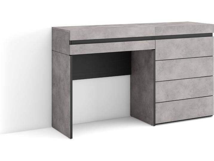 COZY Coiffeuse\, 127x35x75 cm\, Avec tiroir\, Commode\, Buffet\, Ciment
