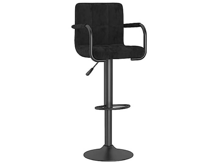 Barhocker aus schwarzem Samt mit Fußstütze, höhenverstellbar, drehbar Optimaler Komfort, weicher Sitz, langlebige Robustheit, täglicher Gebrauch, geeignet für Bars und Esszimmer, Tragkraft 110 kg