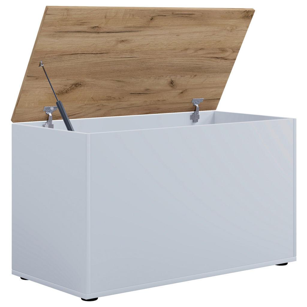 Mid.you Truhe , Weiss, Honigeiche , Holzwerkstoff , 82x49x44 cm , Kleinmöbel, Truhe