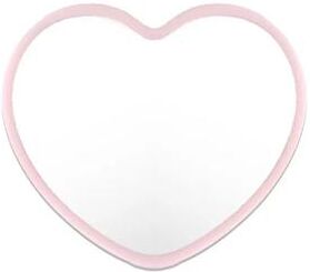 Uplift Picks Modern Heart Shaped Handheld Mirror Portable Mini Makeup Beauty Vanity Mirror pink