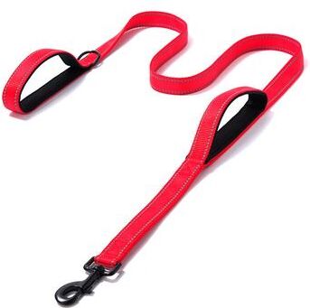 Fusion Finds Heavy Duty Dog Leash With Double Handles Padded Nylon Dog Training Leash For Traffic Control red xxl