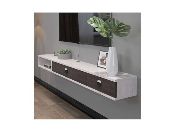DFHS46JK Multimedia-Möbel Wandmontierter TV-Schrank mit 2 Türen, Entertainment Media Console Center für das Wohnzimmer(Weiß,Groß)