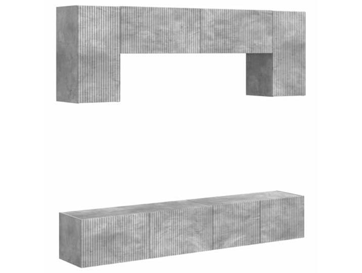KGHERMDF TV-Schrank Wandmontiert 4er Set Beton Grau Holzwerkstoff Schwebendes Design, verstellbare Regale, robuste Konstruktion, viel Stauraum für Medien und Deko